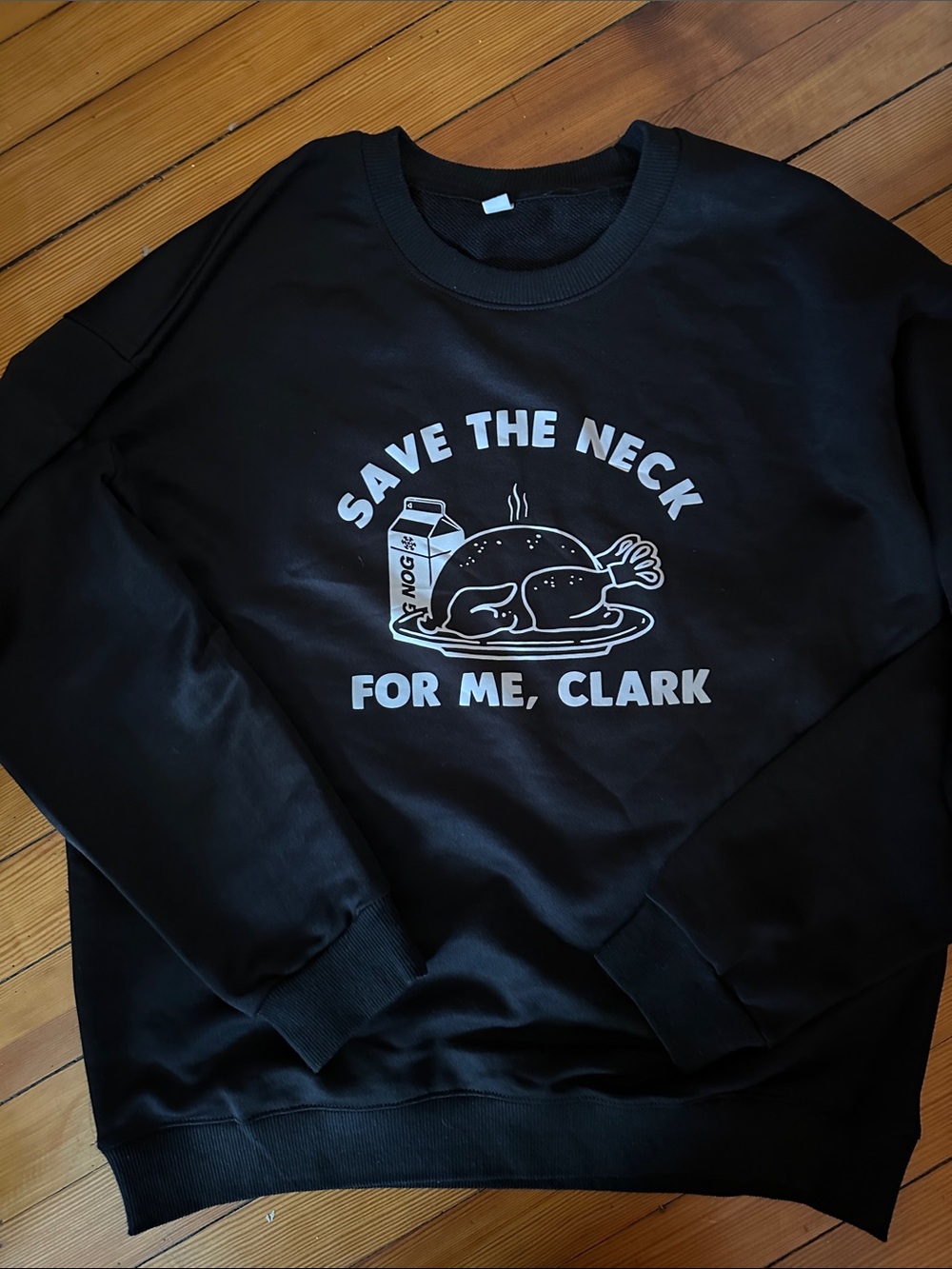 Black Graphic Crewneck Sweater - Save The Neck